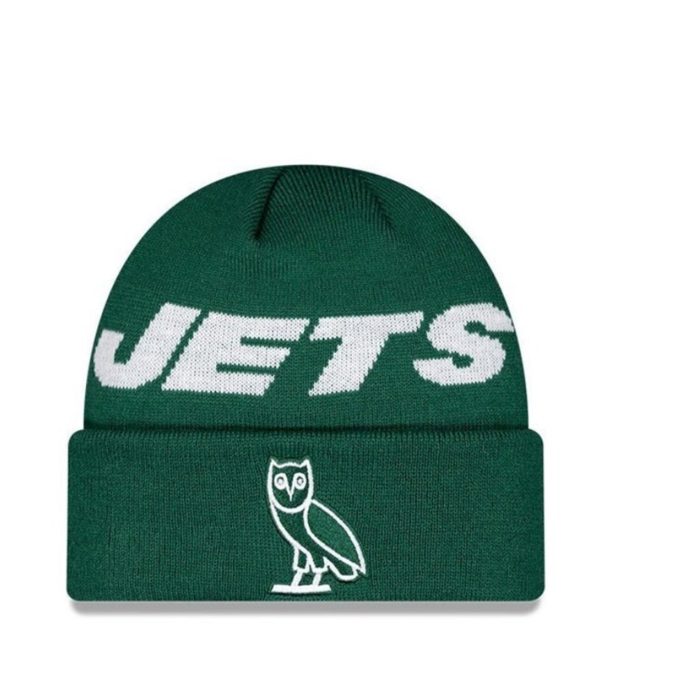 Green Jets Beanie with Owl Logo